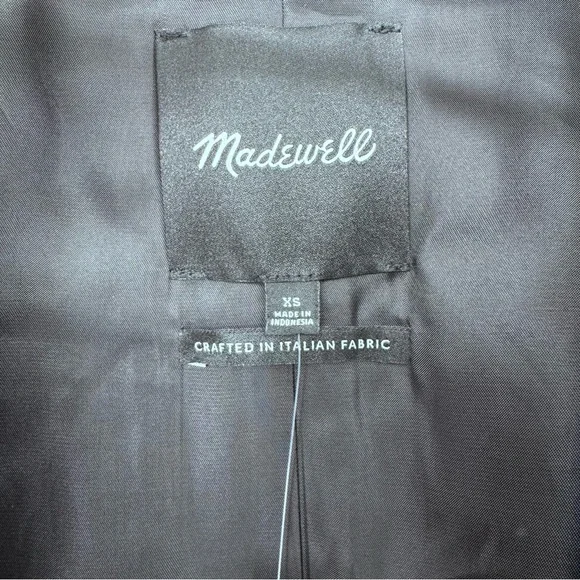 Madewell Italian Fabric Black Trench Coat Size XS NWT - Picture 6 of 7